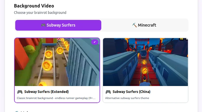 Background Selection Options