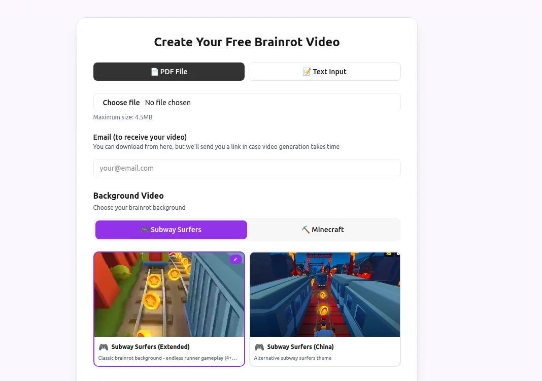 PDF Upload Interface