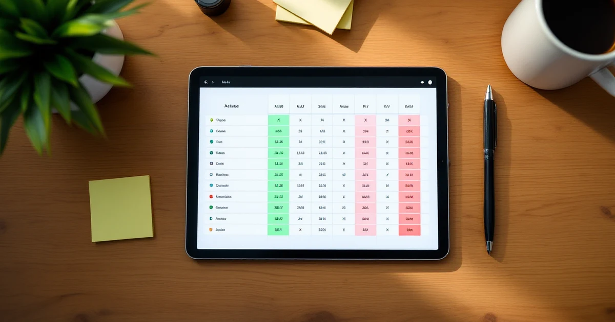 Dashboard view with ad performance data — green for winning ads, red for losers
