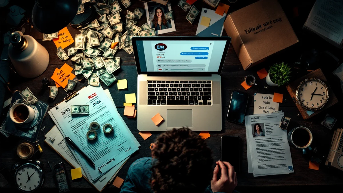 The old UGC workflow — invoices, creative briefs, shipping boxes, and waiting